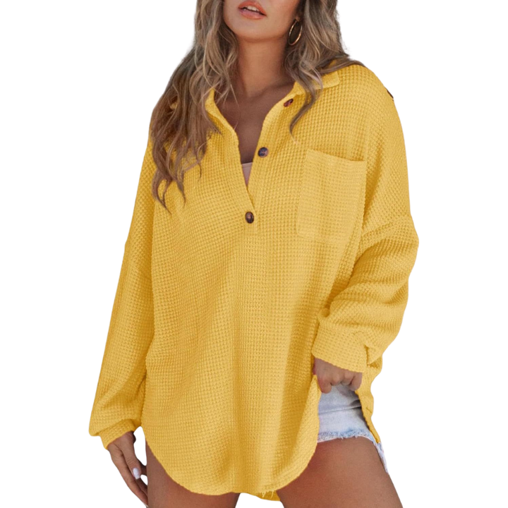 KATHRYN ? Casual Lightweight Button V Neck Tunic Blouse