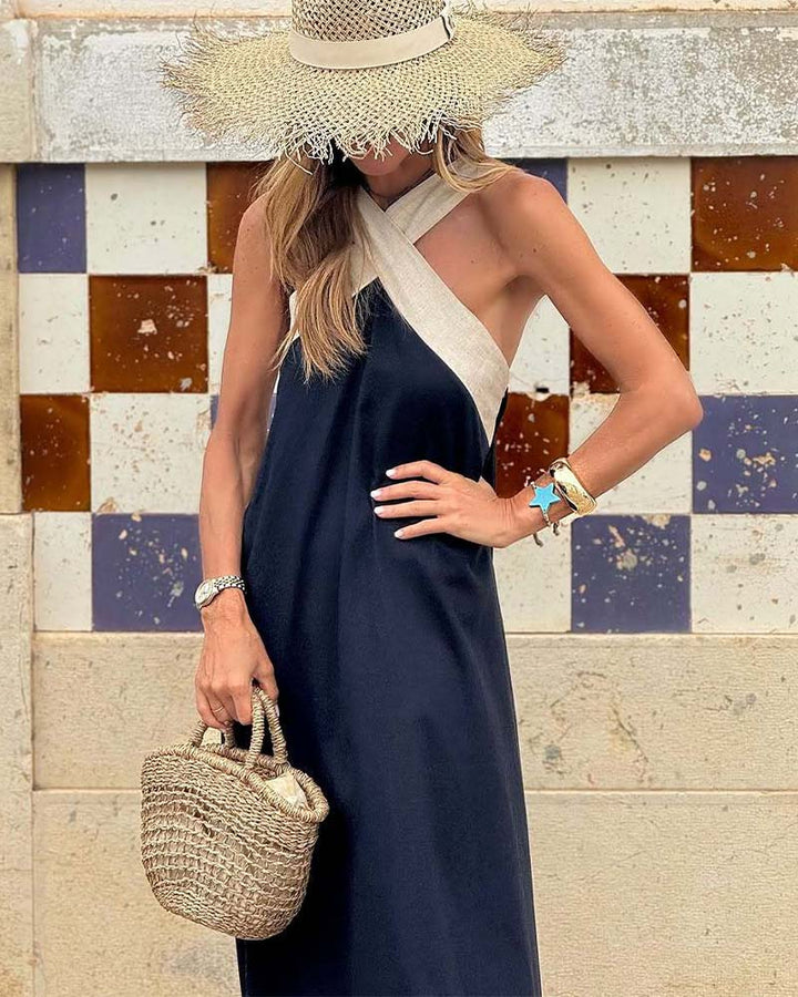 Sienna | Elegant Open-Back Dress with Stylish Crossover Neckline