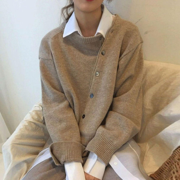 ALYCIA - Asymmetric Button Cardigan