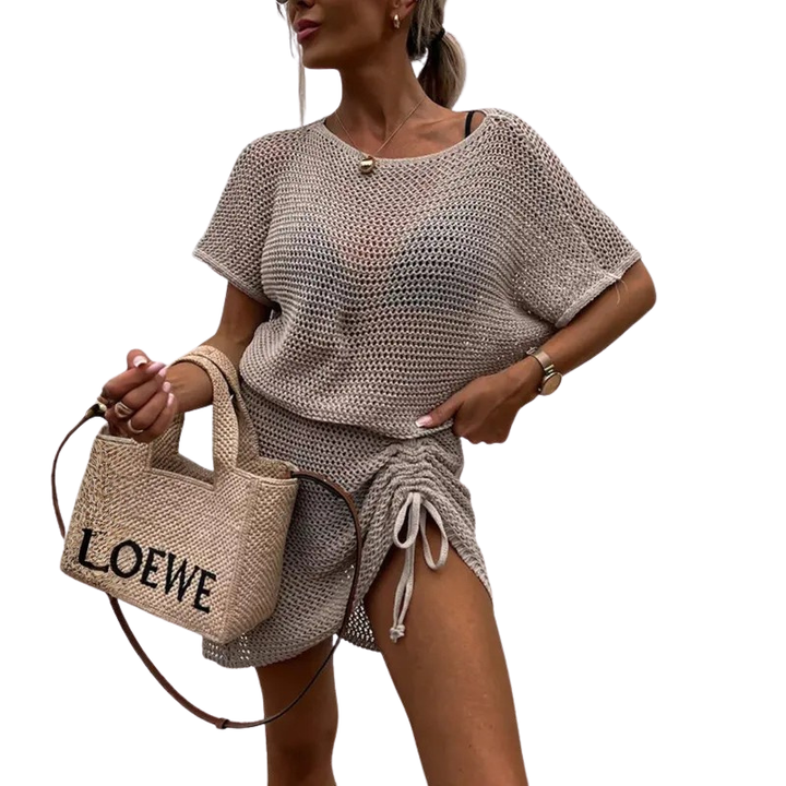 LOWANNA ? Minimalist Casual Dress with Drawstring Waist