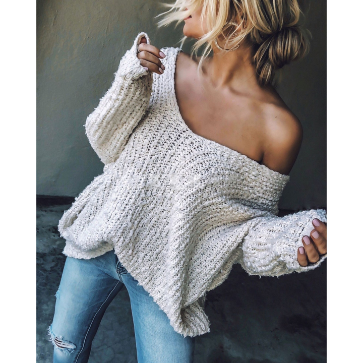SOLEDAD - Comfy Drop Shoulder Long Sleeve Sweater