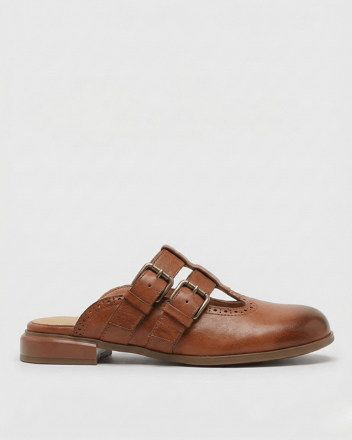 Theodora Mule Heels | Soft Leather, Comfortable Block Heel