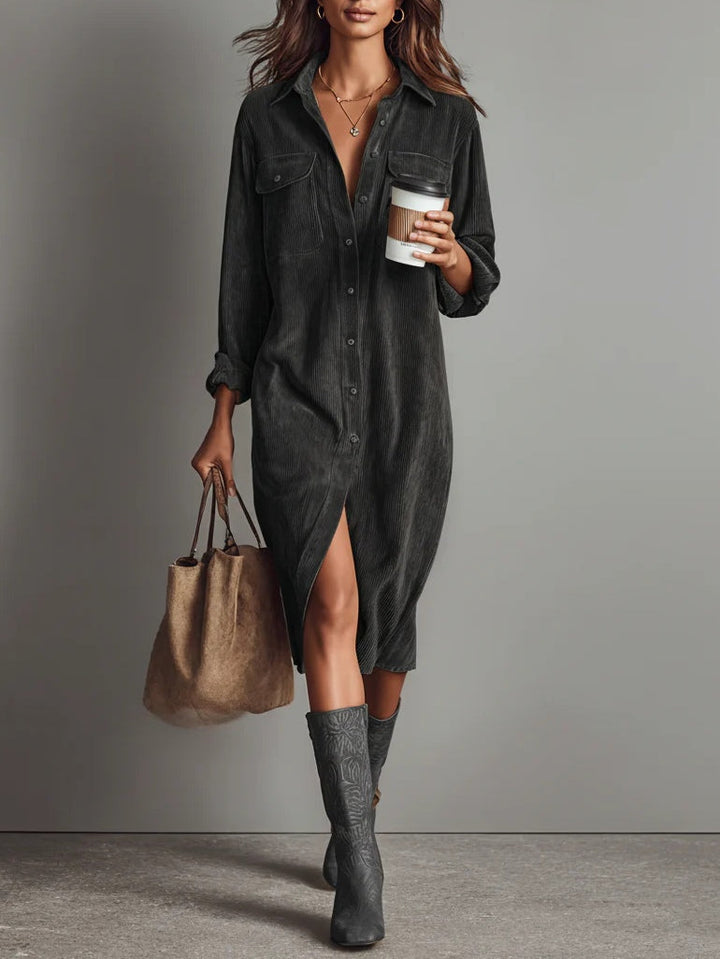 Marielle™ Corduroy Shirt Dress | Relaxed Elegance for Every Day