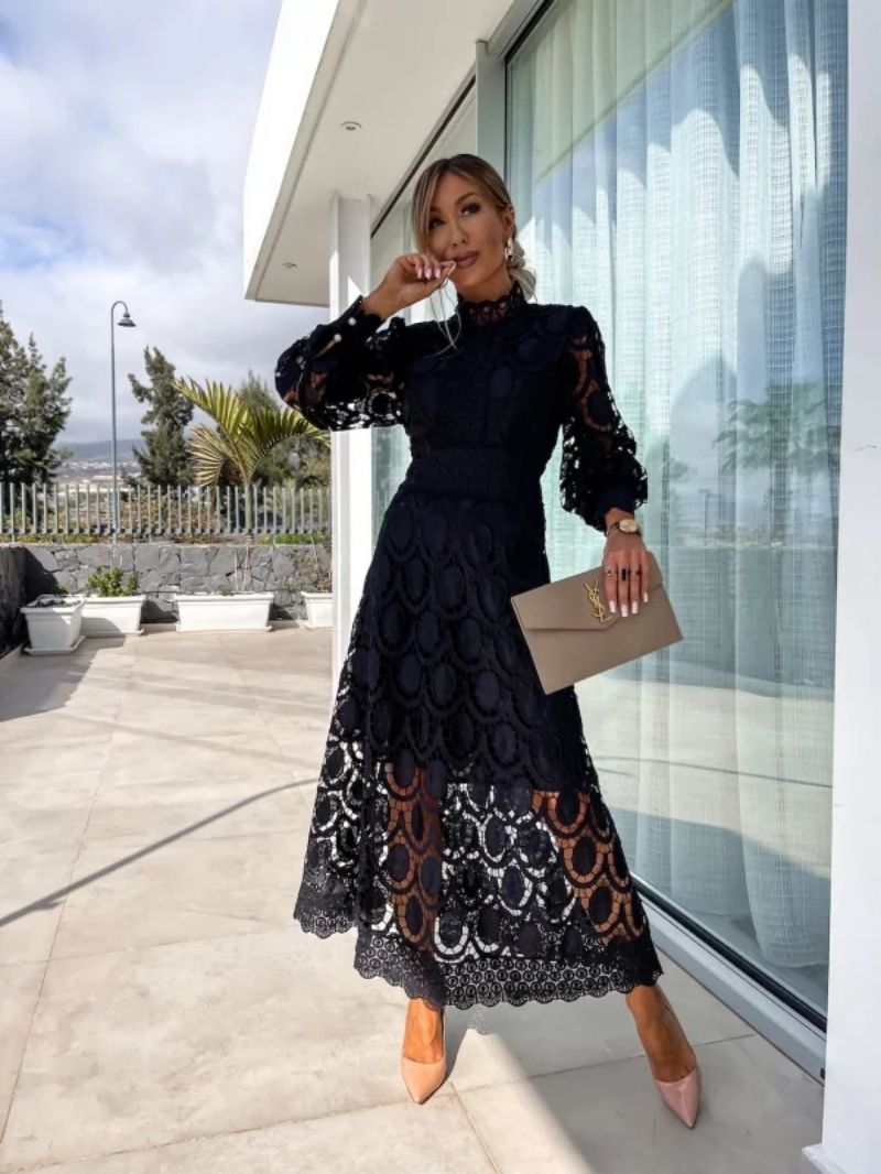 aurelia lace midi dress Aurelia Midi Dress | Black Silk Blend Frill Dress