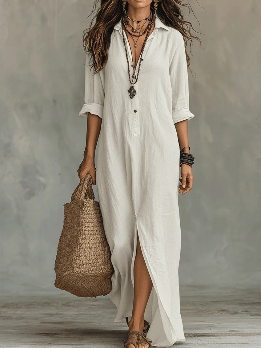 Soline | Long Black Buttoned Dress