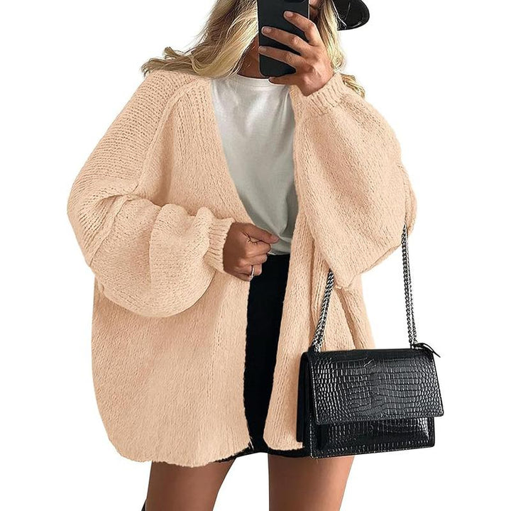 VERONIKA - Oversized Fit Lantern Sleeve Autumn Knit Cardigan
