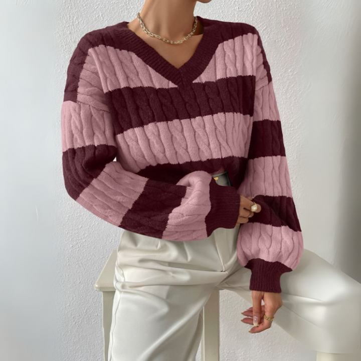 MORTA - Comfy V-Neck Long Sleeve Sweater