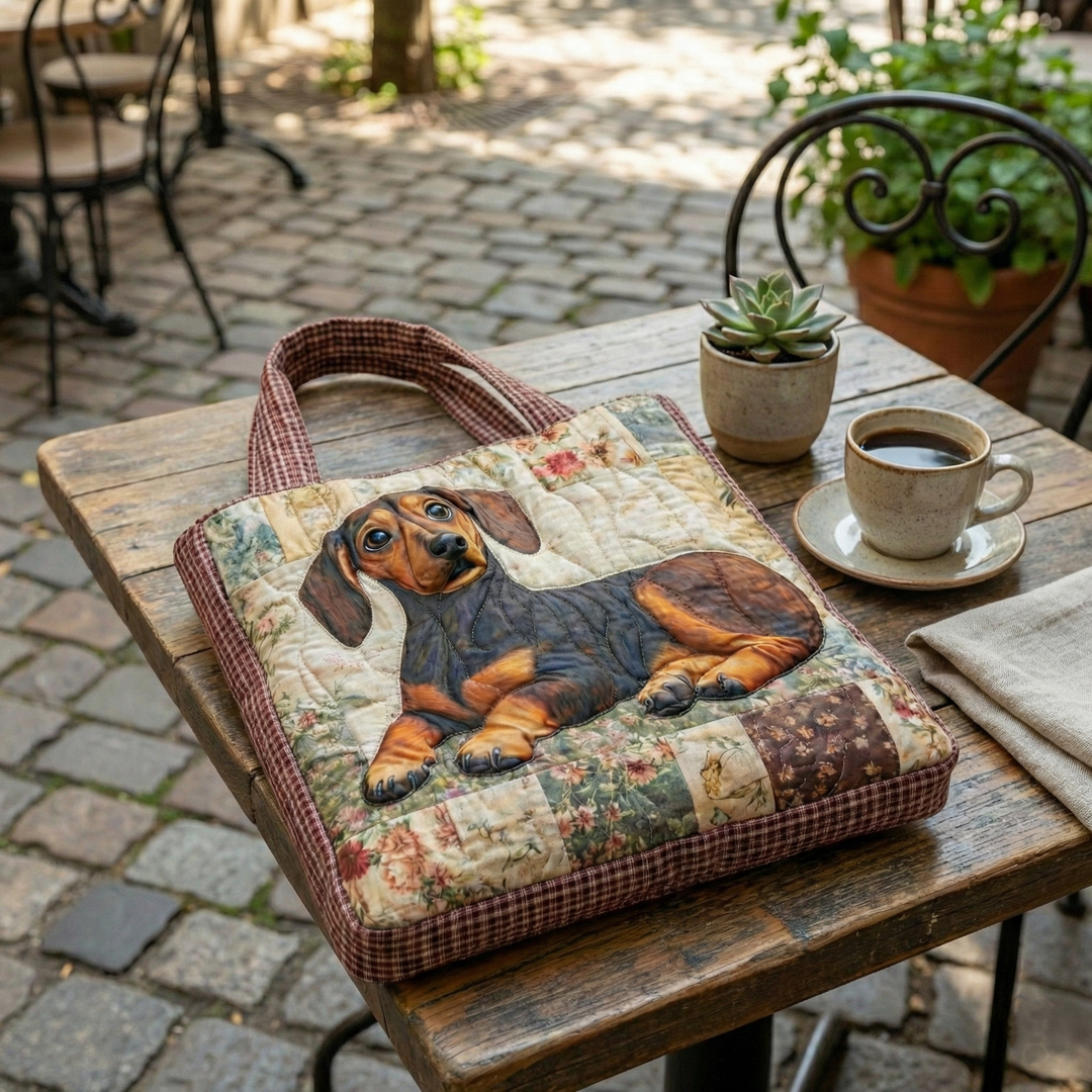 Farmhouse Dachshund Quilted Tote Bag