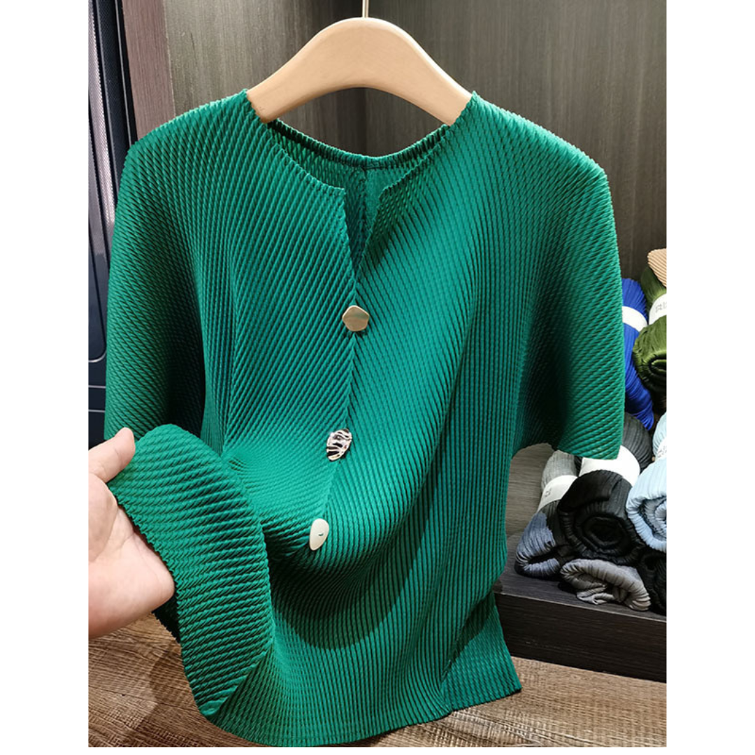 SAVARA ? Lightweight Round Neck Cardigan Top
