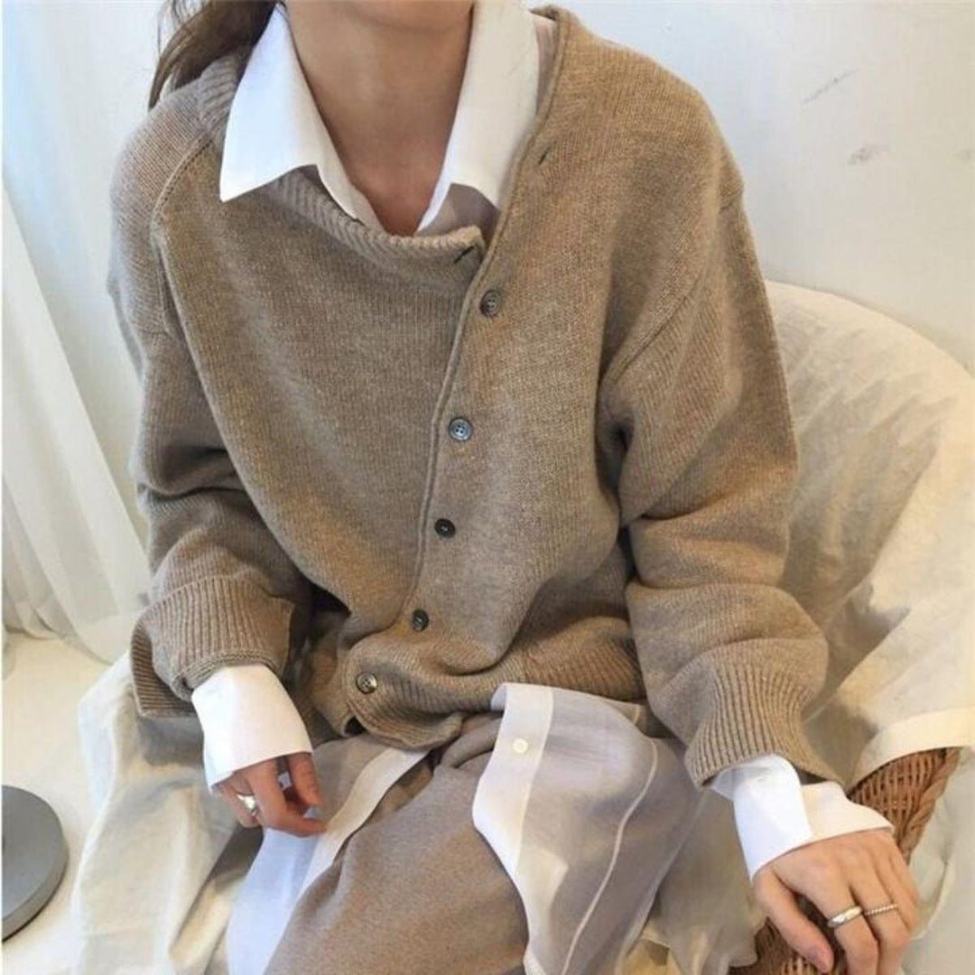 ALYCIA - Asymmetric Button Cardigan