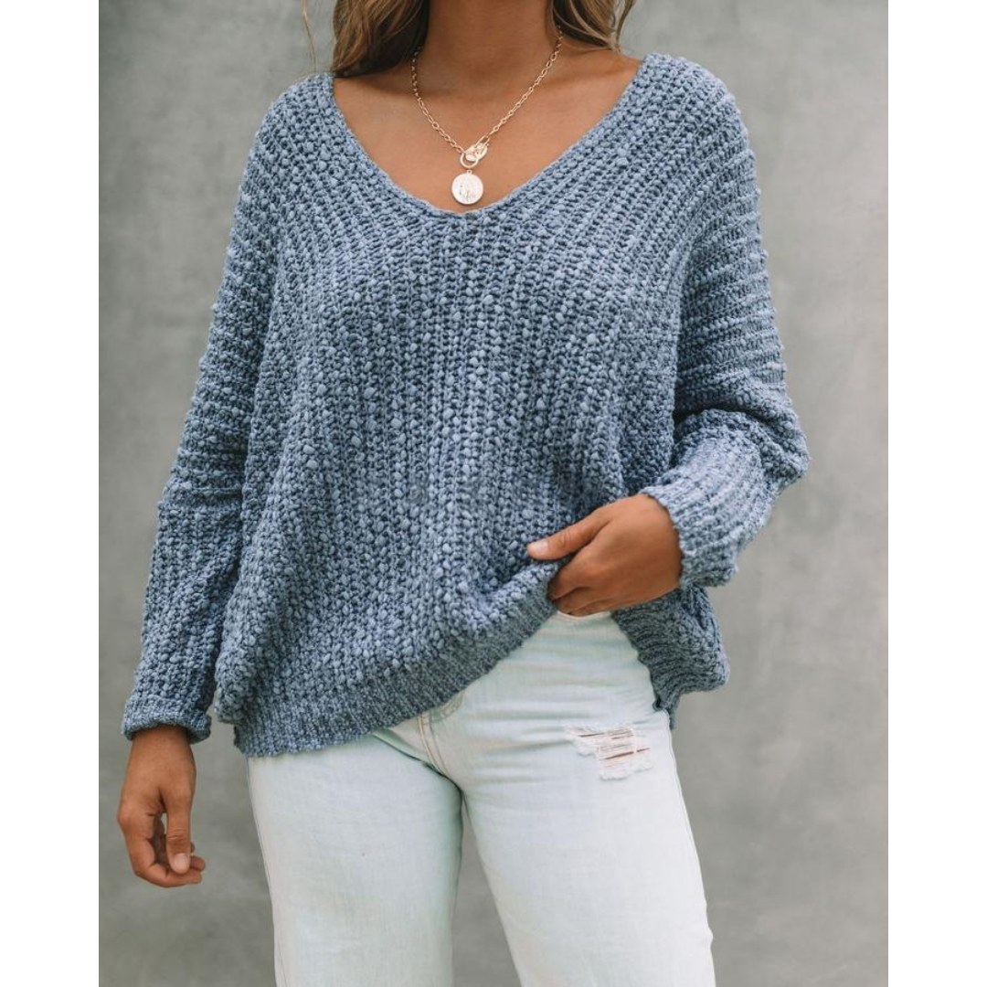 SOLEDAD - Comfy Drop Shoulder Long Sleeve Sweater