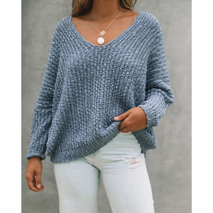 SOLEDAD - Comfy Drop Shoulder Long Sleeve Sweater