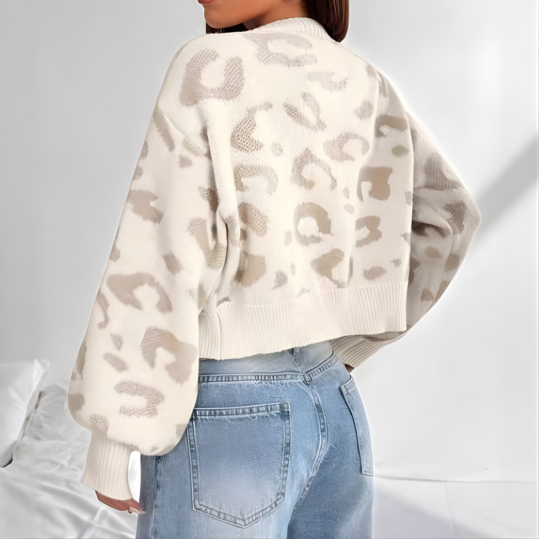 AVIA - Comfy Leopard Print Lantern Sleeve Cardigan