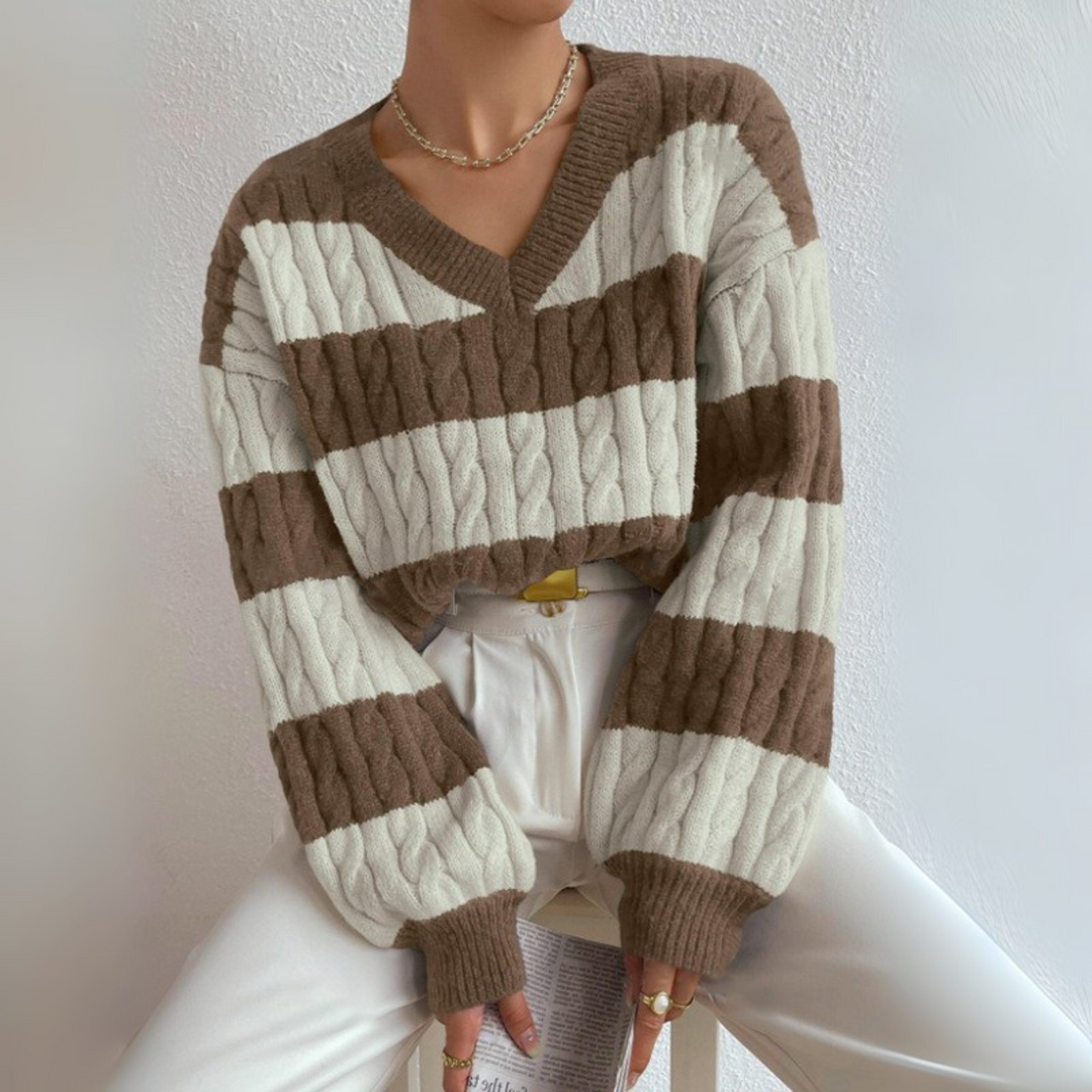 MORTA - Comfy V-Neck Long Sleeve Sweater