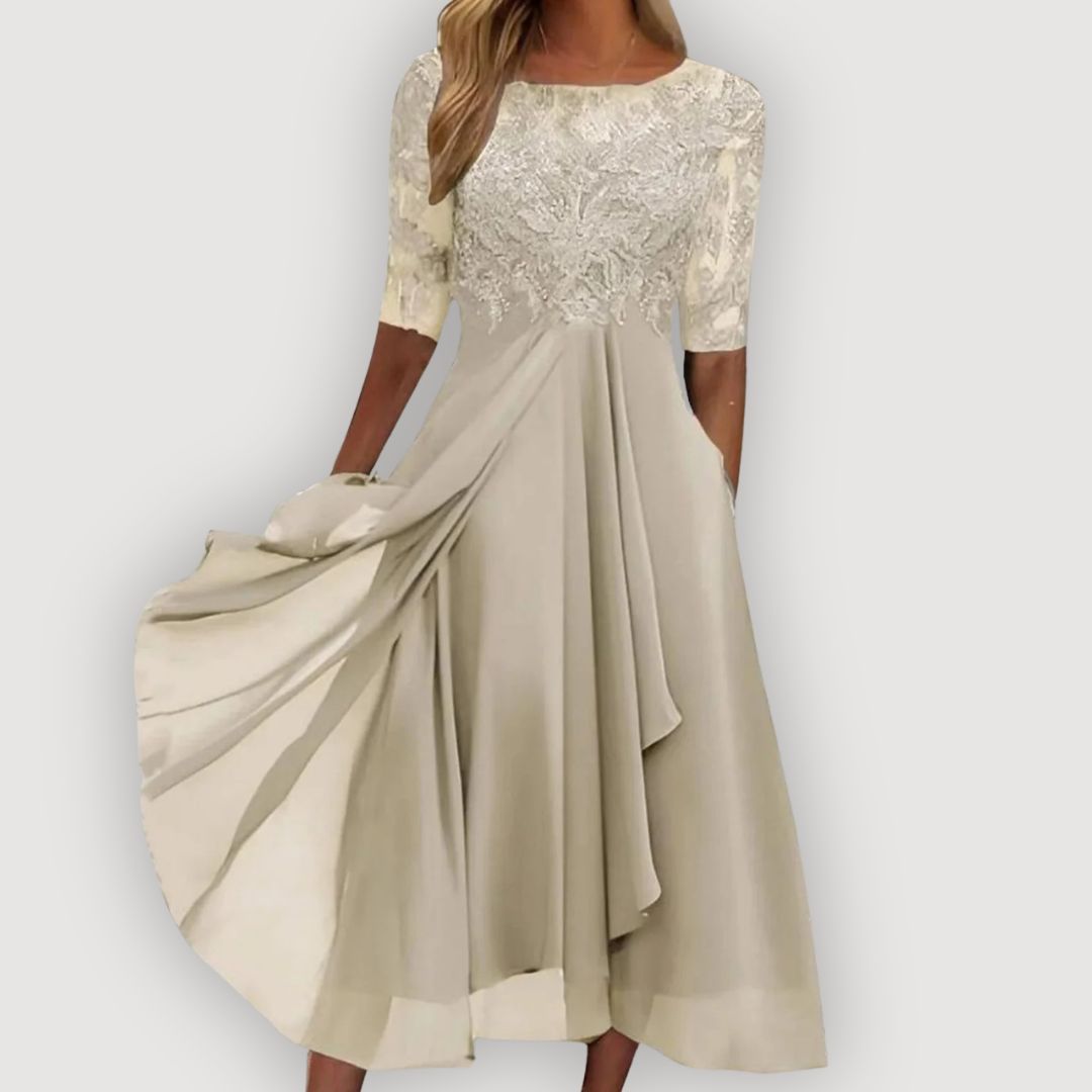 Vivienne™ Lace Midi Dress | Graceful Elegance & Timeless Sophistication