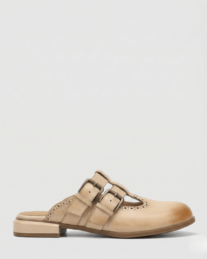 Theodora Mule Heels | Soft Leather, Comfortable Block Heel