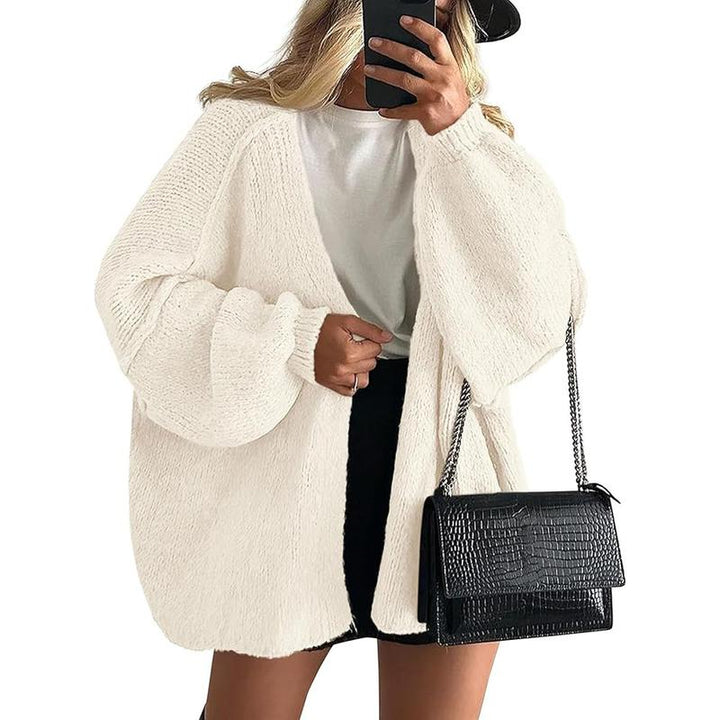 VERONIKA - Oversized Fit Lantern Sleeve Autumn Knit Cardigan