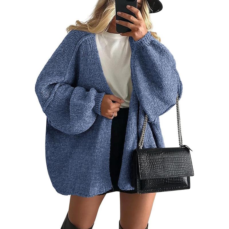 VERONIKA - Oversized Fit Lantern Sleeve Autumn Knit Cardigan