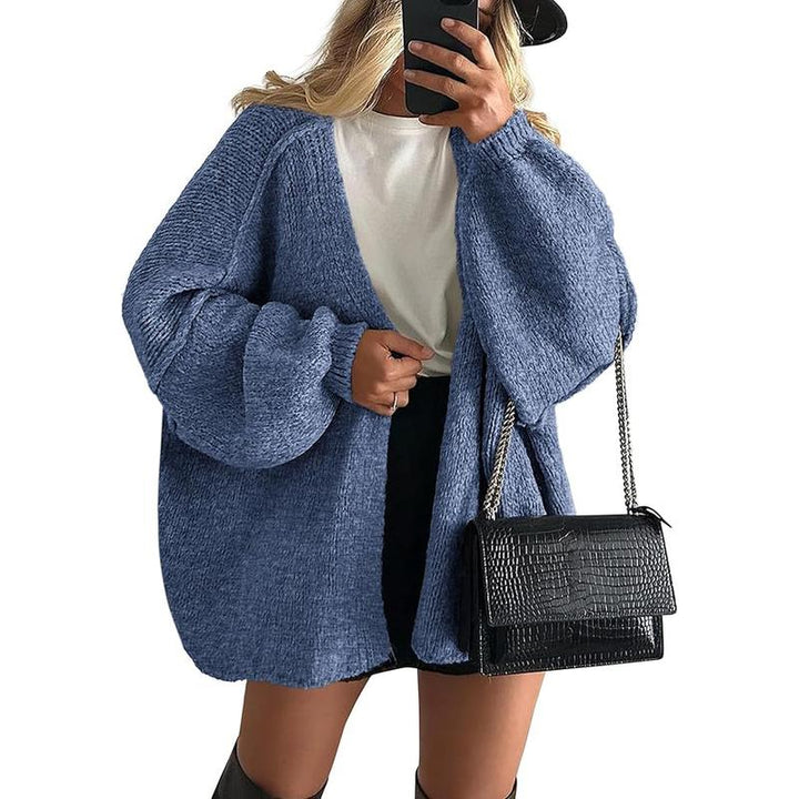 VERONIKA - Oversized Fit Lantern Sleeve Autumn Knit Cardigan