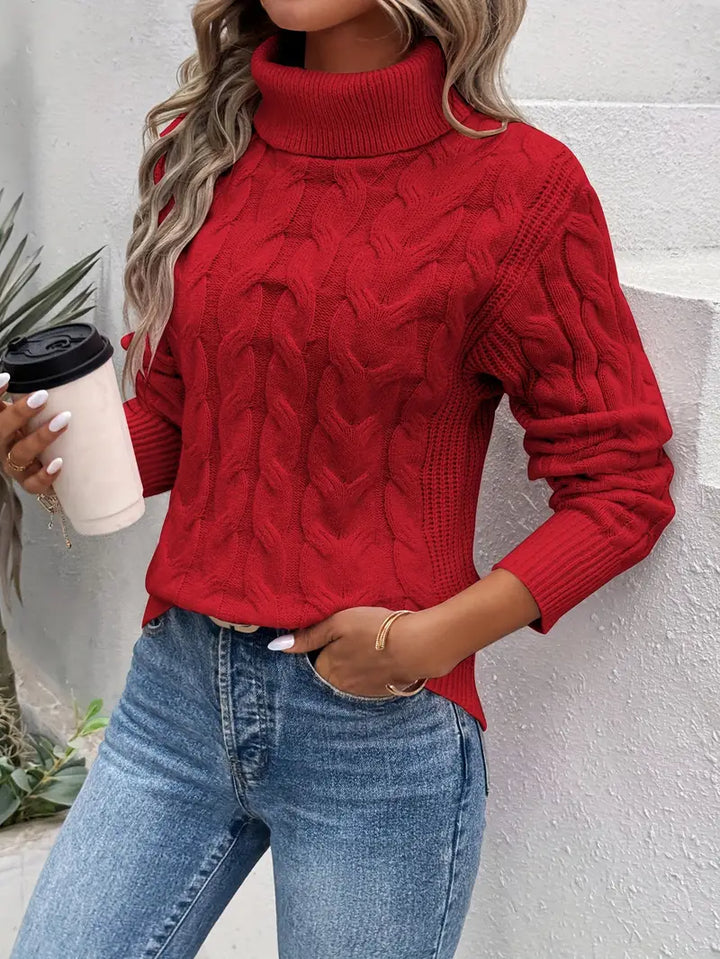 MAIKA - Cable Knit Turtleneck Sweater