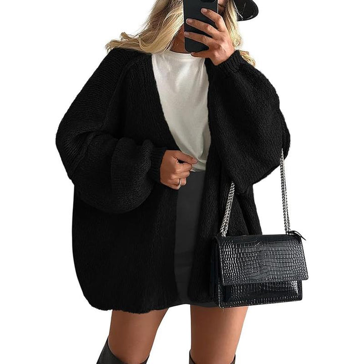 VERONIKA - Oversized Fit Lantern Sleeve Autumn Knit Cardigan