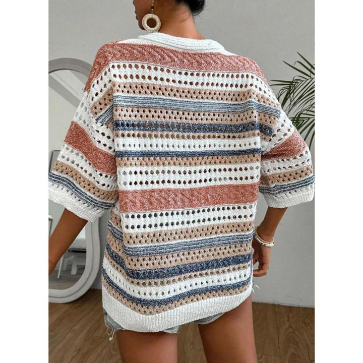 KELISE - Casual Striped Crochet V-Neck Summer Top