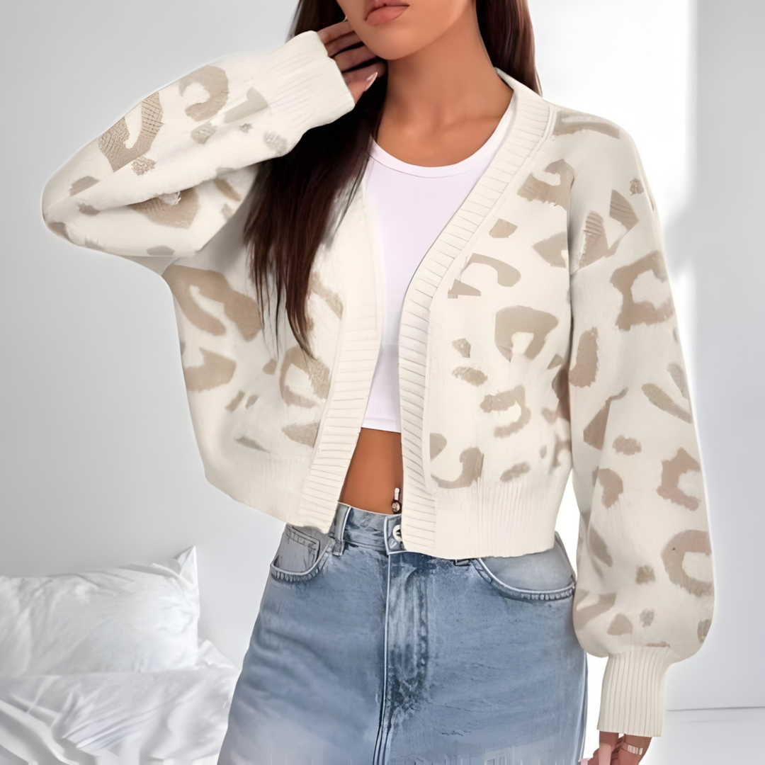 AVIA - Comfy Leopard Print Lantern Sleeve Cardigan