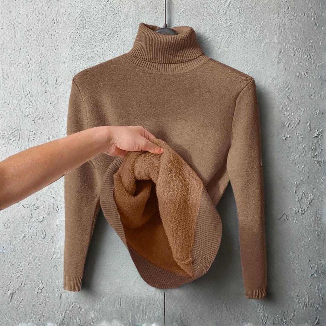 CLEO - Cozy Plain Turtle Neck Long Sleeve Sweater