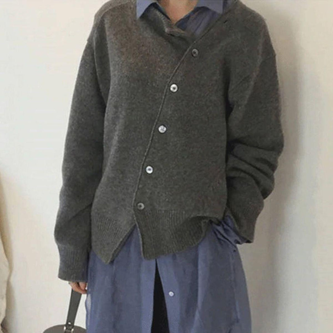 ALYCIA - Asymmetric Button Cardigan