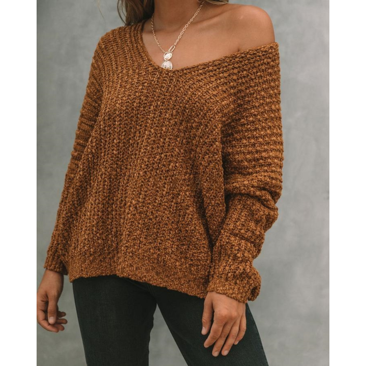 SOLEDAD - Comfy Drop Shoulder Long Sleeve Sweater