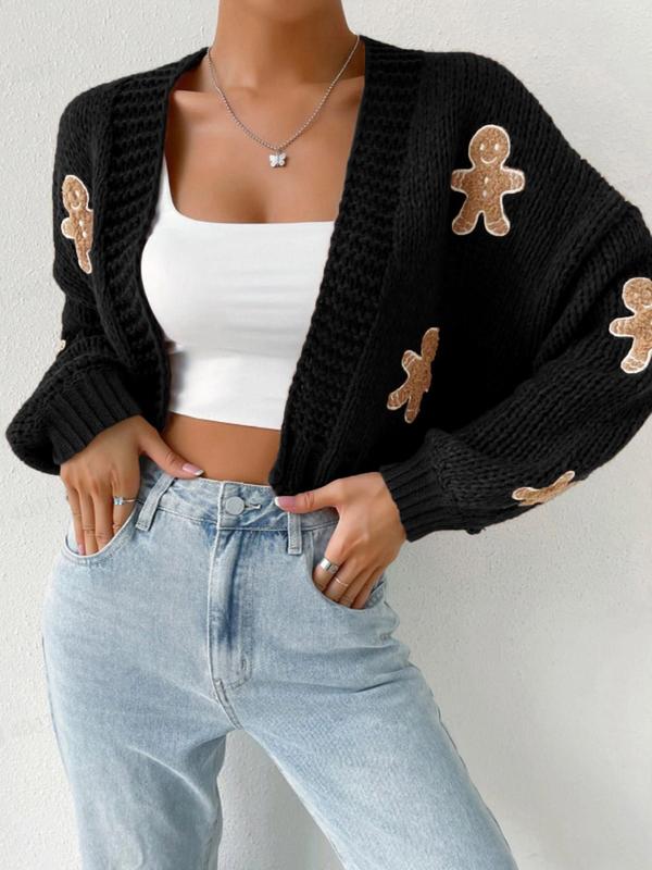 HEIDI - Open Front Knit Cardigan with Cartoon Print for Cozy Outfits