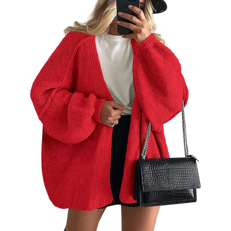 VERONIKA - Oversized Fit Lantern Sleeve Autumn Knit Cardigan