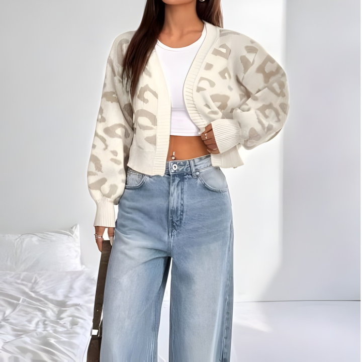 AVIA - Comfy Leopard Print Lantern Sleeve Cardigan