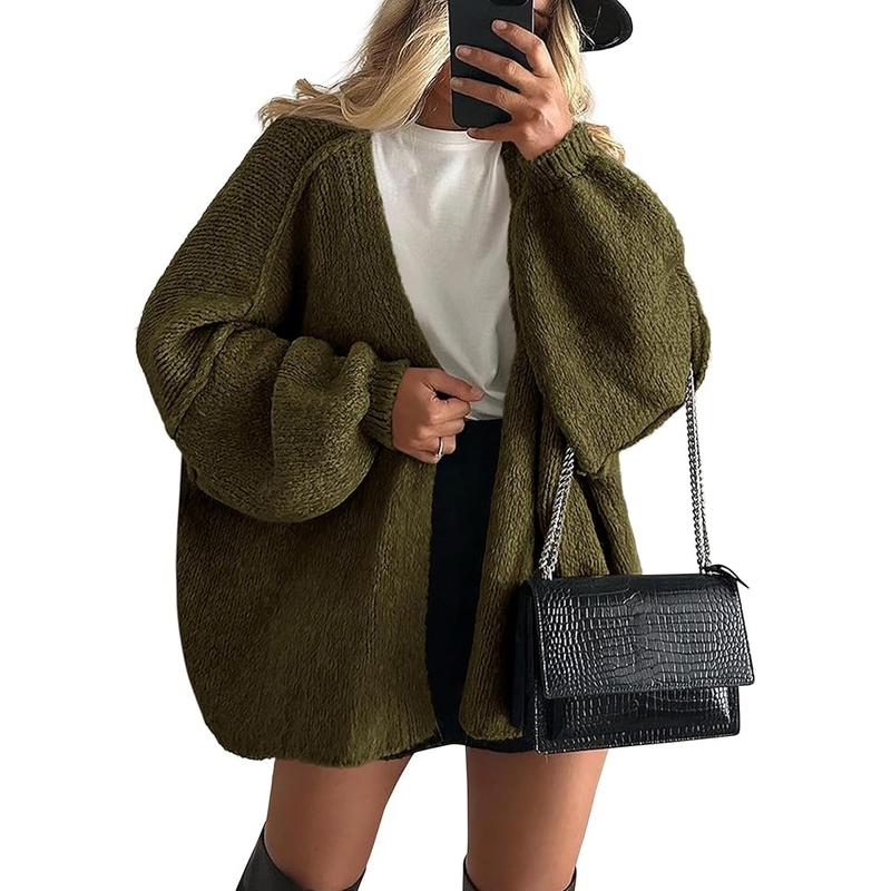 VERONIKA - Oversized Fit Lantern Sleeve Autumn Knit Cardigan