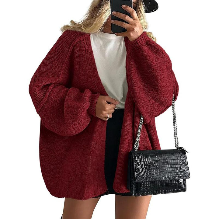 VERONIKA - Oversized Fit Lantern Sleeve Autumn Knit Cardigan