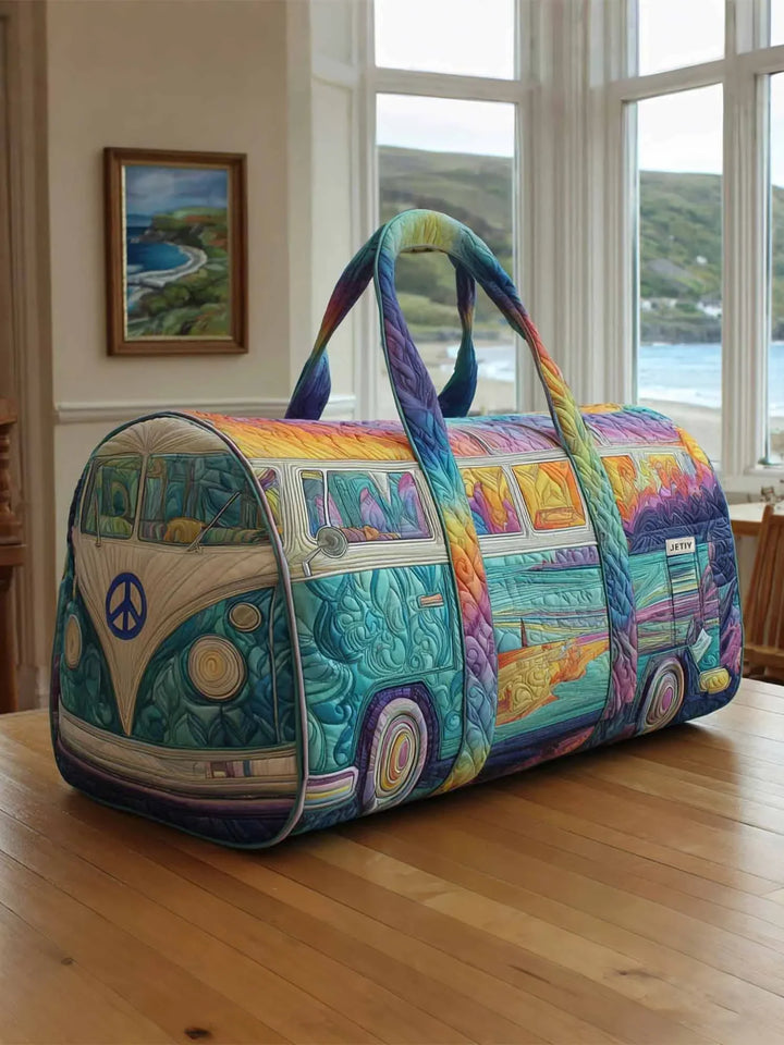 Wanderlust Wheels Quilted Duffle Bag