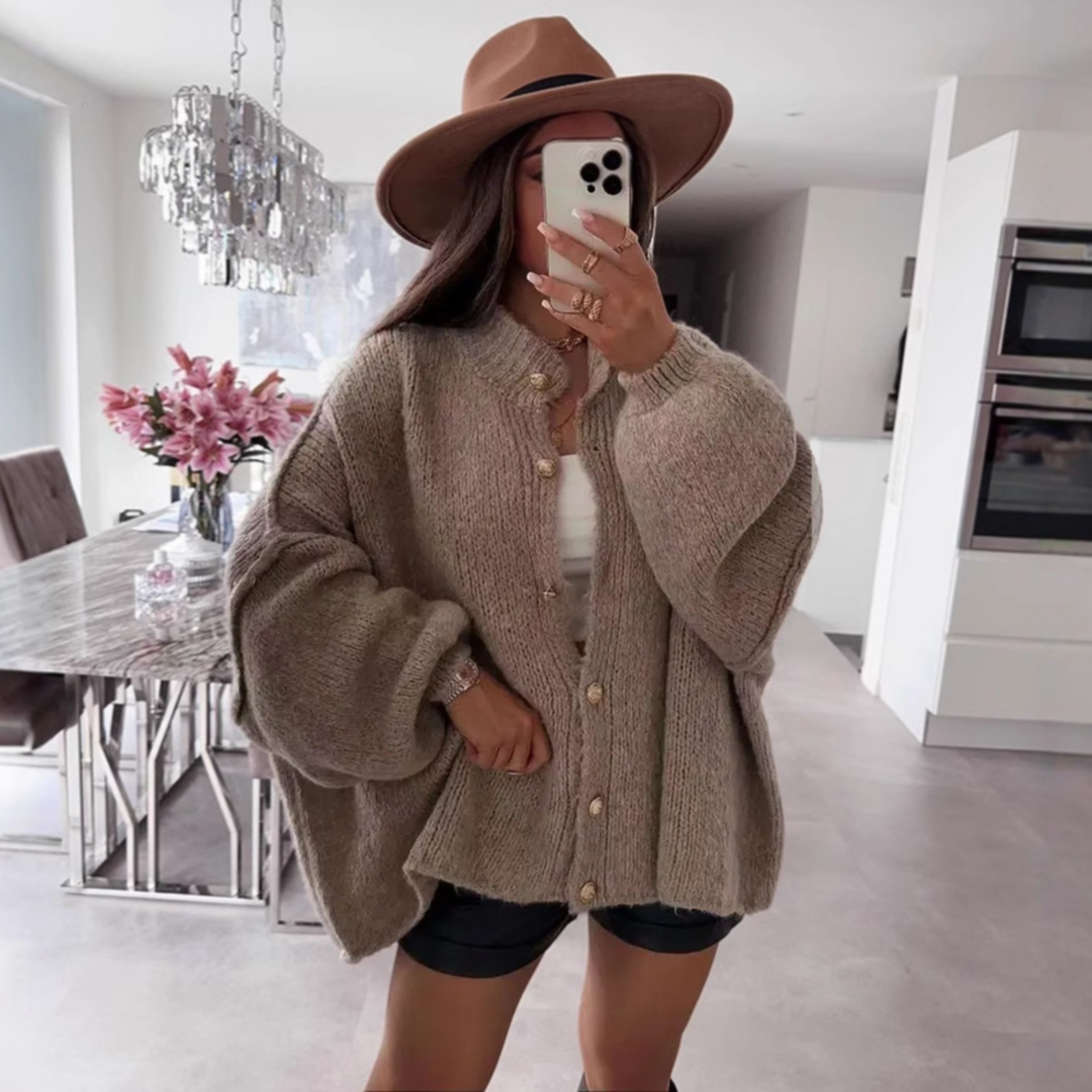 LETTIE - Classic Button-Down Long Sleeve Cardigan