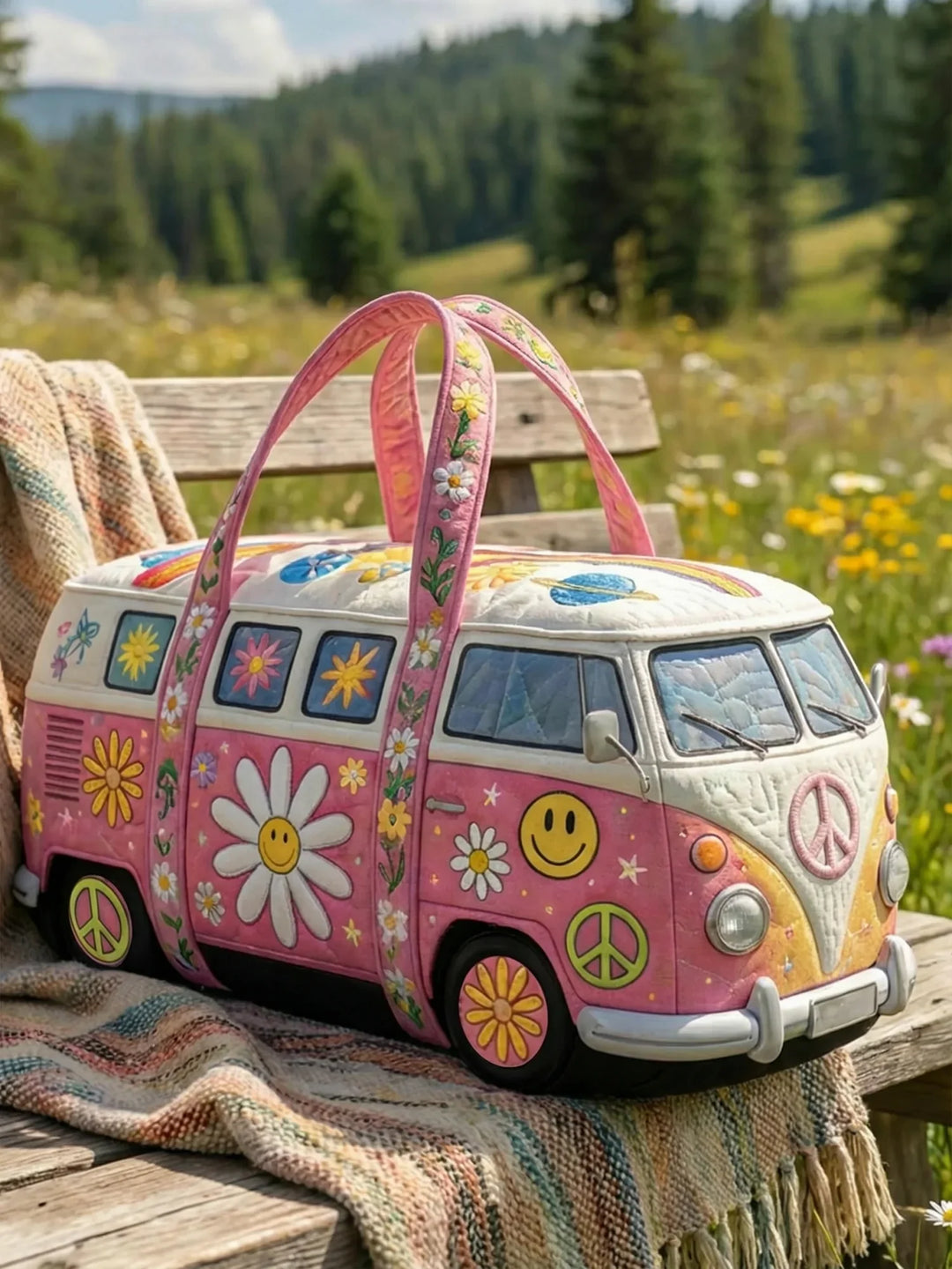 Hippie Peace Quilted Duffle Bag