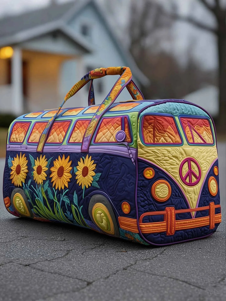 Sunflower Hippie Quilted Duffle Bag
