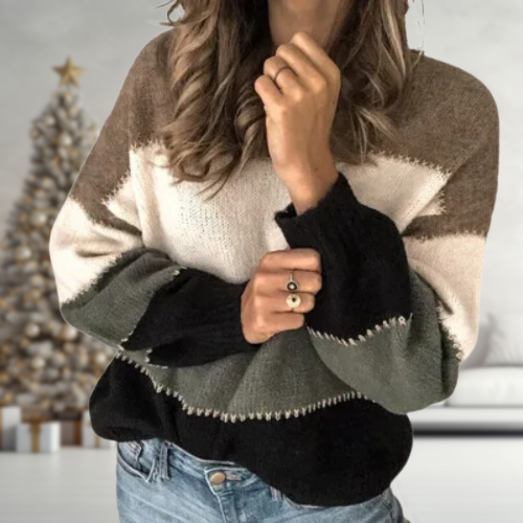 MAYA - Colorblock Knit Sweater