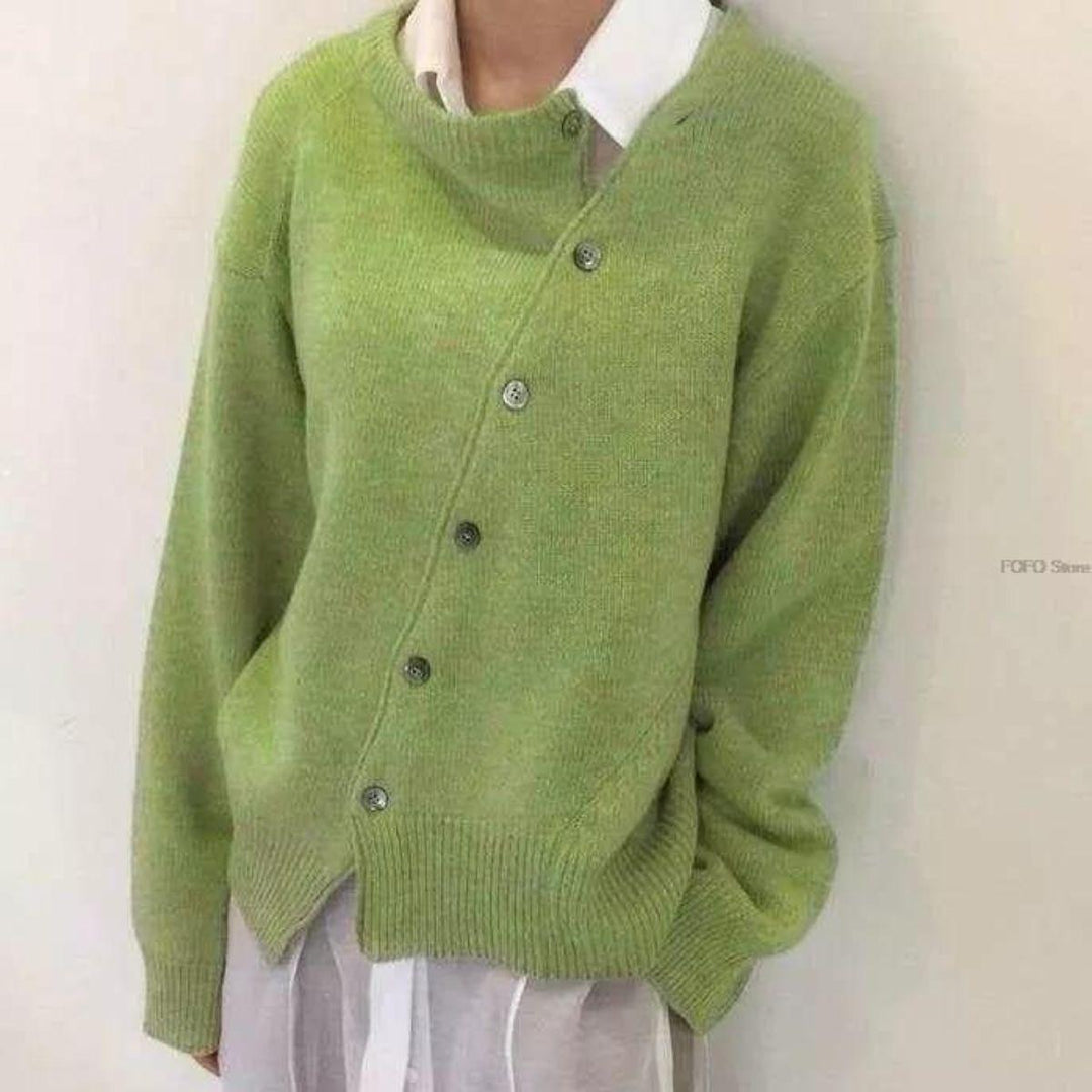 ALYCIA - Asymmetric Button Cardigan