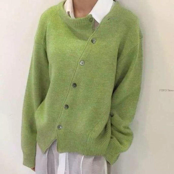 ALYCIA - Asymmetric Button Cardigan