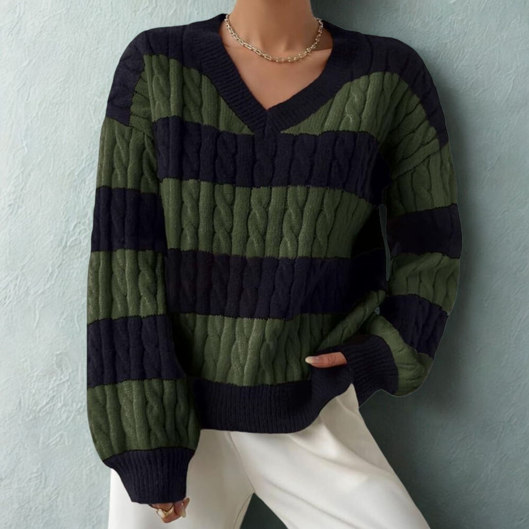 MORTA - Comfy V-Neck Long Sleeve Sweater