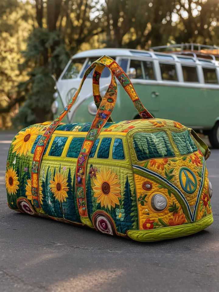 Hippie Sunflower Quilted Duffle Bag