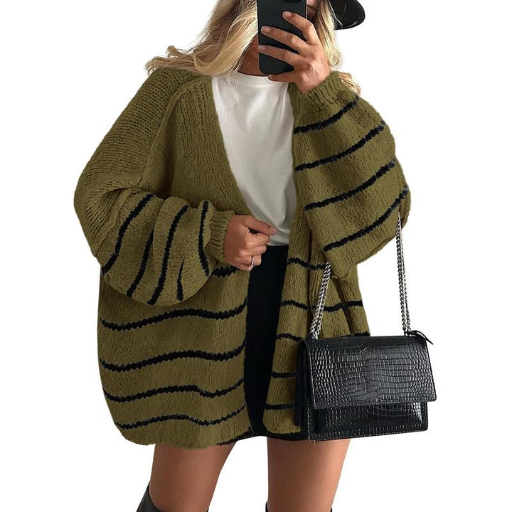 VERONIKA - Oversized Fit Lantern Sleeve Autumn Knit Cardigan