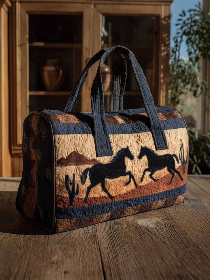 Southwestern Horse Quilted Duffle Bag