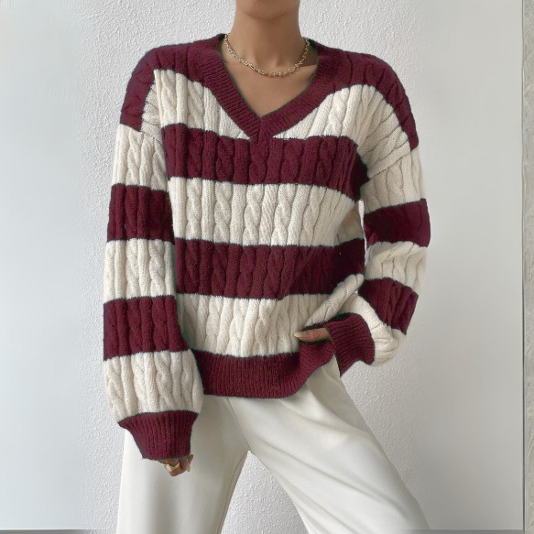 MORTA - Comfy V-Neck Long Sleeve Sweater