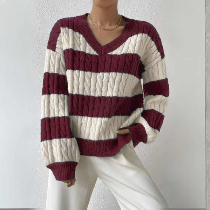 MORTA - Comfy V-Neck Long Sleeve Sweater