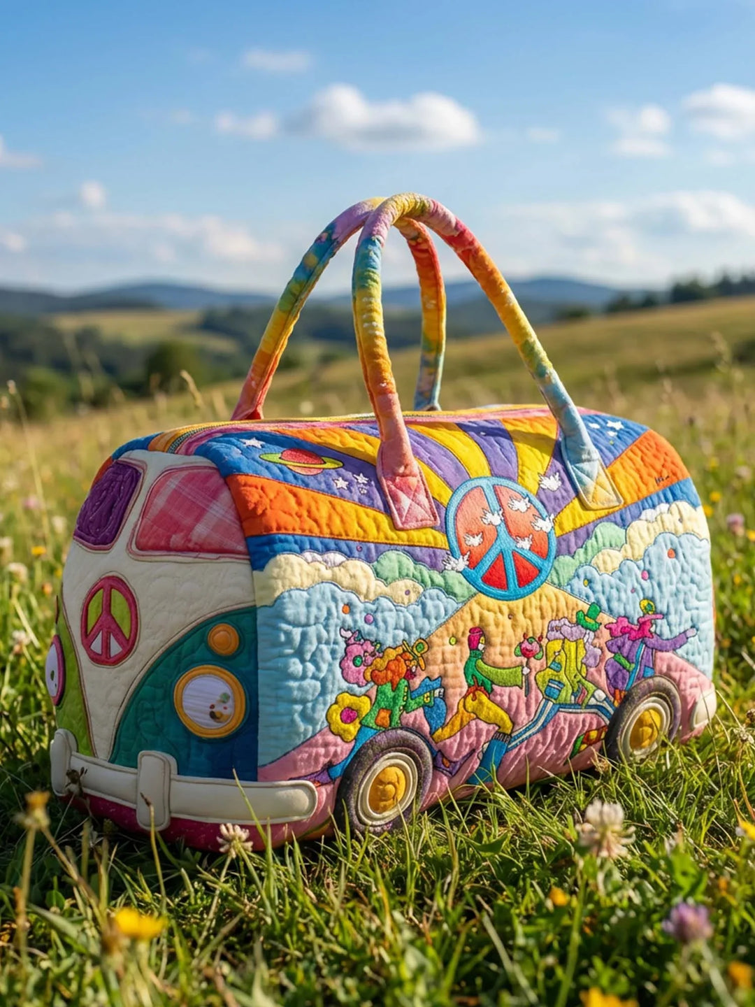 Hippie Music Quilted Duffle Bag