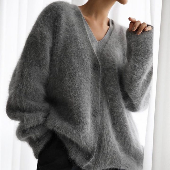 VYOMI - Comfy Button Front Drop Shoulder Cardigan